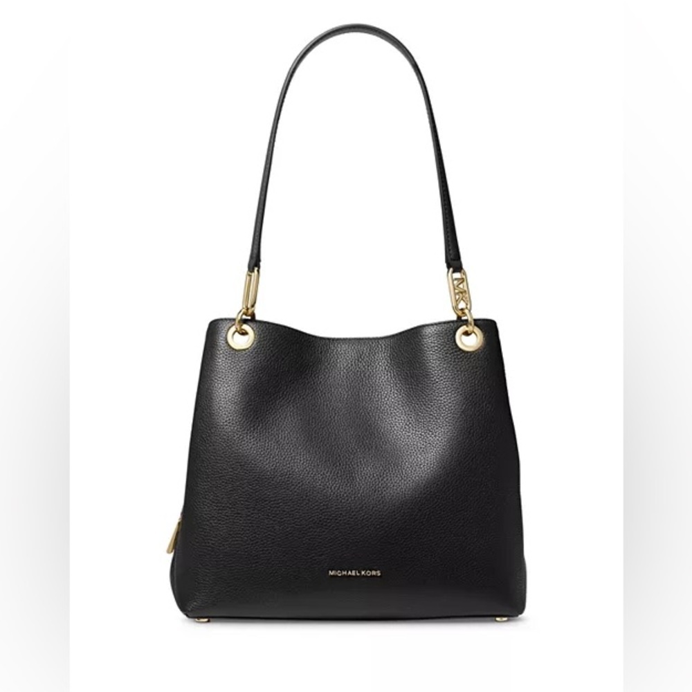 Michael Kors Jet Set Travel Large Shoulder Bag Black Pebbled Leather EUC - Picture 3 of 15